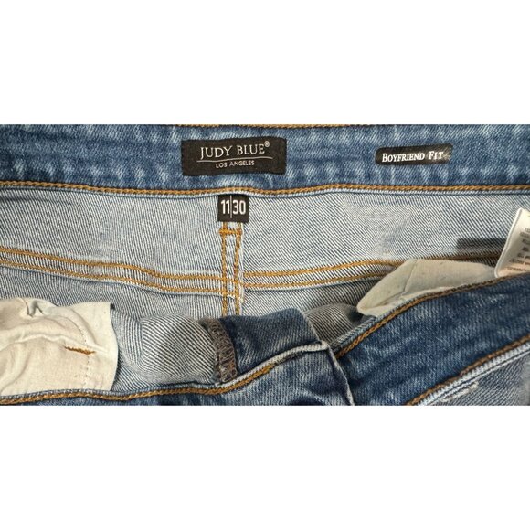 Judy Blue Distressed High Rise Boyfriend Fit Jeans Womens Size 11/30 Blue |K1 - Picture 3 of 8